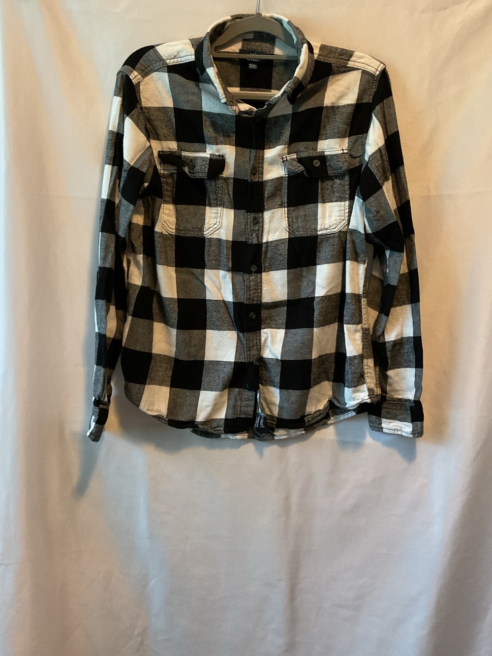 George Black and White Plaid Button-Down Shirt